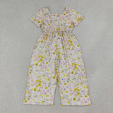 SR4196  baby girl clothes floral print girl summer  jumpsuit