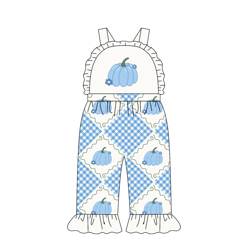MOQ:5pcs SR4218 pre-order baby girl clothes pumpkin print girl summer jumpsuit-2026.4.21