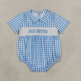 SR4231  baby boy clothes  embroidery baby brother print toddler boy summer bubble