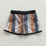 Girl glitter sequined striped black shorts