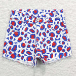 SS0167 baby girl clothes 4th of July patriotic summer shorts leopard denim shorts