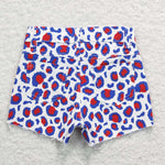 SS0167 baby girl clothes 4th of July patriotic summer shorts leopard denim shorts