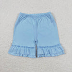 SS0183 toddler clothes blue ruffle girl summer shorts