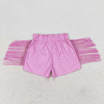 SS0222   toddler clothes pink tassel girl summer leather pants