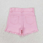 SS0230  toddler clothes pink sequined girl summer denim shorts