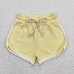 SS0318 toddler clothes summer shorts bottom yellow waffle baby girl summer bottom