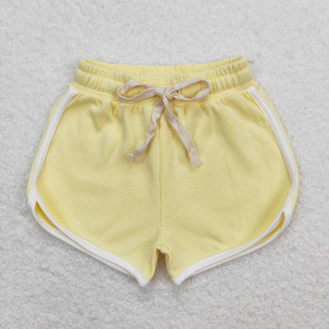 SS0318 toddler clothes summer shorts bottom yellow waffle baby girl summer bottom