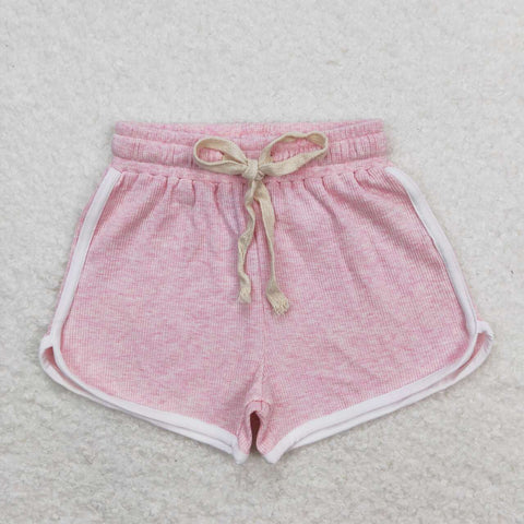 SS0319 toddler clothes summer shorts bottom pink and white waffle baby girl summer bottom