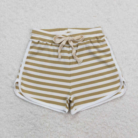 SS0329 toddler clothes summer shorts bottom brown green stripes milk silk baby girl summer bottom