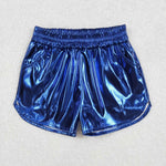 SS0409   baby girl clothes blue girl  shiny leather summer shorts