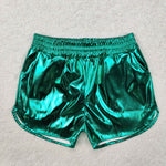 SS0410 baby girl clothes green shiny leather girl summer shorts