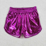 SS0412 baby girl clothes purple girl shiny leather summer shorts