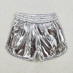 SS0416  baby girl clothes silver girl shiny leather summer shorts