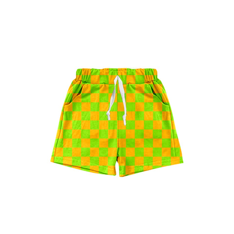 SS0441 pre-order baby girl clothes green gingham girl summer shorts-2025.1.26