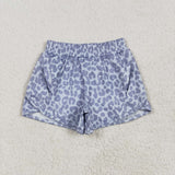 SS0464   baby girl clothes gray leopard print girl summer yoga shorts