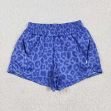 SS0466  baby girl clothes blue leopard print girl summer yoga shorts