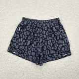 SS0467   baby girl clothes black leopard print girl summer yoga shorts