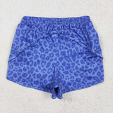 SS0470  adult clothes blue leopard print adult women summer yoga shorts