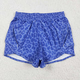 SS0470  adult clothes blue leopard print adult women summer yoga shorts