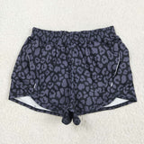 SS0471  adult clothes black leopard print adult women summer yoga shorts