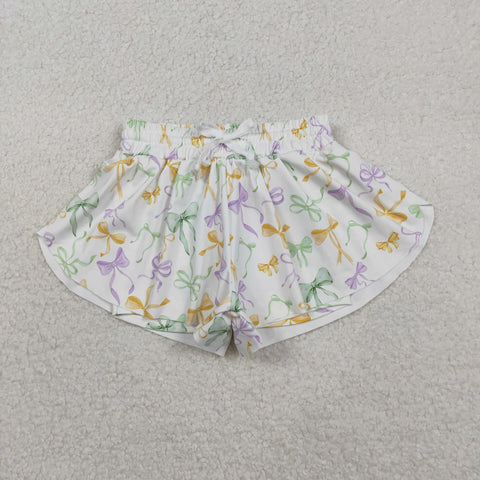SS0682   baby girl clothes bows print girl mardi gras yoga summer shorts