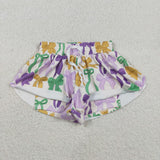 SS0684  baby girl clothes bows print girl mardi gras summer shorts