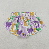 SS0684  baby girl clothes bows print girl mardi gras summer shorts