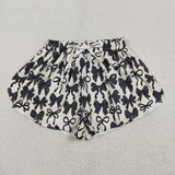 RTS toddler clothes  black bows print shorts matching yoga clothing  mama kids clothes-2025.12.31
