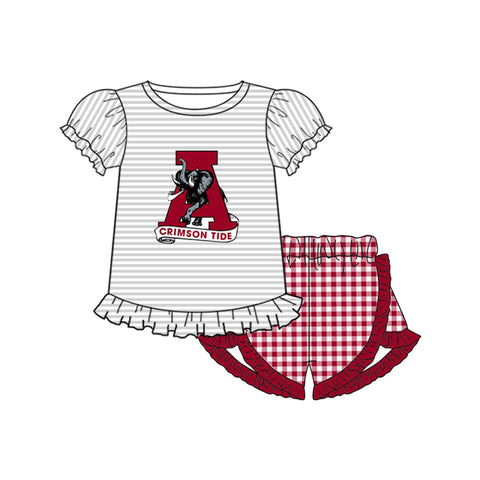 Order Deadline:22th Apr. Split order baby girl clothes state girl summer shorts set 3