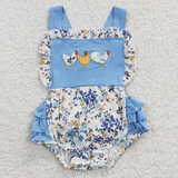 SR0285 baby girl clothes embroidery rooster girl summer bubble