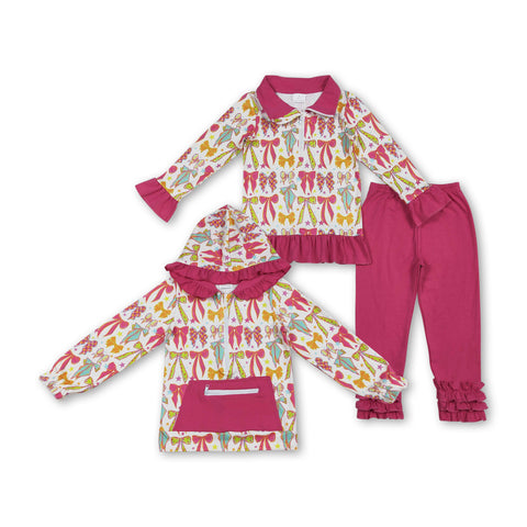 RTS kids matching clothing  bows print clothing girl fall winter clothing-2025.9.17