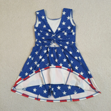 GSD3813    toddler clothes star print girl 4th of July yoga summer dress