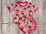 Order Deadline:26th Apr. Split order baby girl clothes strawberry girl summer shorts set