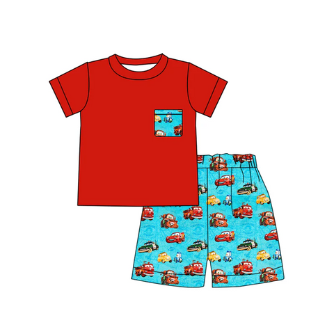 Order Deadline:18th Apr. Split order baby boy clothes cartoon boy summer shorts set