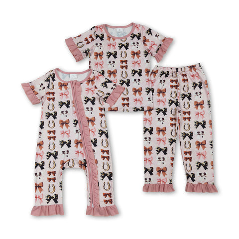 RTS kids matching clothing cowboy bows print clothing girl fall clothing-2025.7.4