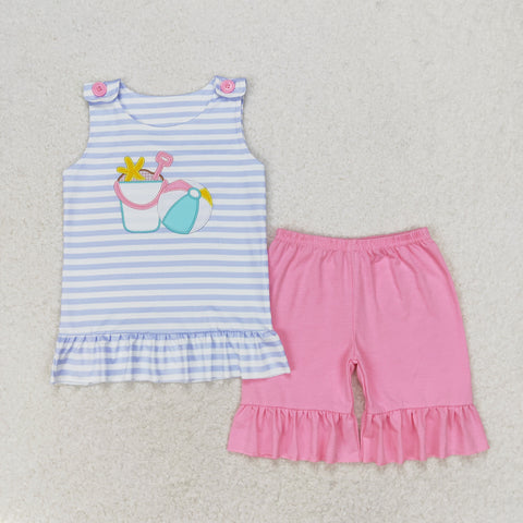 GSSO1102 baby girl clothes embroidery beach toddler girl summer outfit