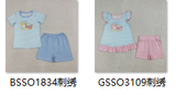 RTS Matching kids clothing embroidery beach print clothing baby summer clothing-2026.4.8