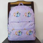 Cute cartoon dogs kids purple backpack