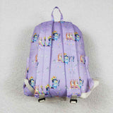 Cute cartoon dogs kids purple backpack