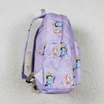 Cute cartoon dogs kids purple backpack