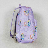 Cute cartoon dogs kids purple backpack