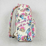 Blue cartoon dog floral girl backpack