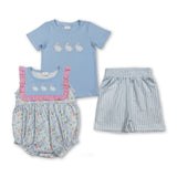 RTS kids matching clothing embroidery bunny print clothing baby easter clothing-2026.2.4