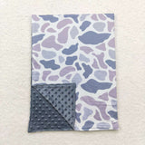 BL0145  baby blanket grey camo blanket minky blanket