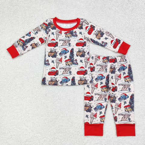 BLP0595    toddler boy clothes cartoon car boy winter christmas  pajamas set