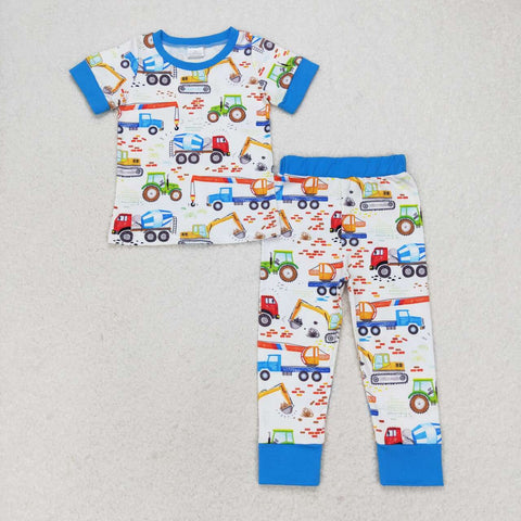 BSPO0385  3-6M to 7-8T baby boy clothes truck boy fall spring pajamas outfit