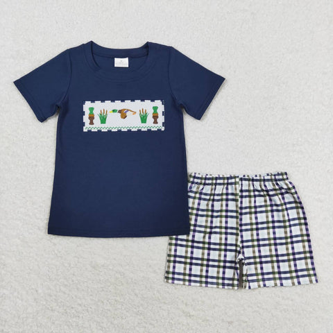 BSSO0710 baby boy clothes embroidery mallard toddler boy summer outfits