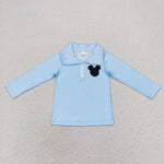 BT0708   toddler boy clothes blue mouse boy winter top shirt