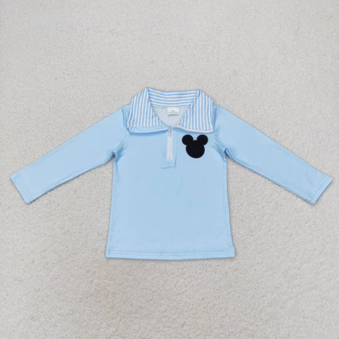 BT0708   toddler boy clothes blue mouse boy winter top shirt