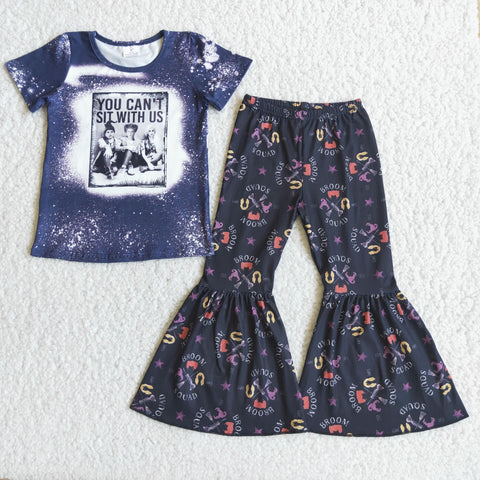 Promotion $5.5/set no MOQ RTS black short sleeve shirt and pants girls outfits